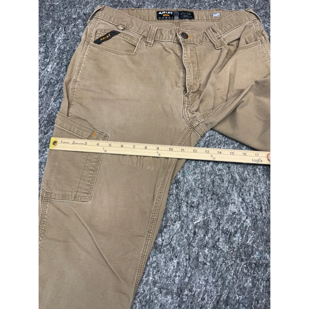 Ariat Rebar M4 Relaxed Straight Work Pants Mens 34x34 Tan Canvas Utility Cargo